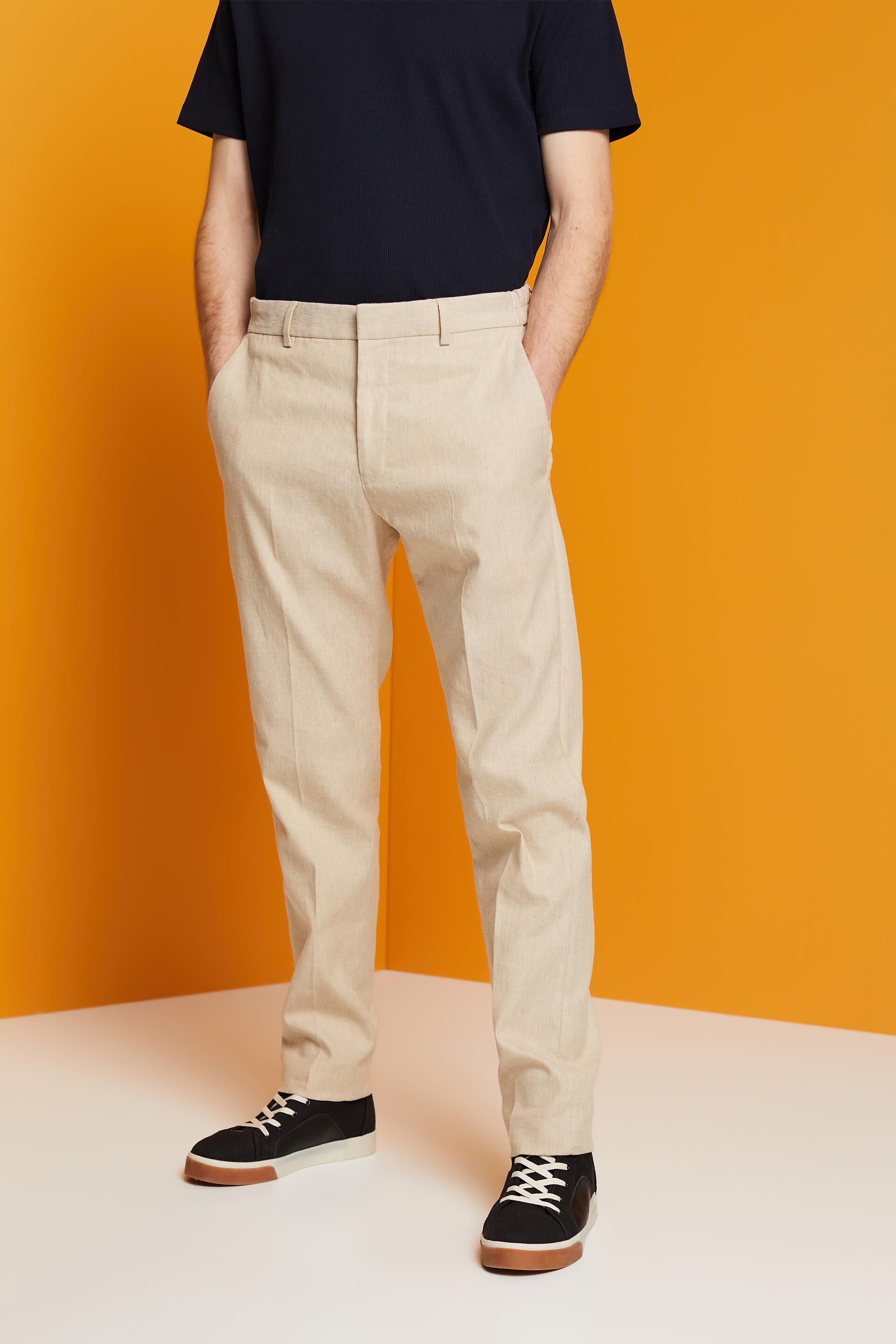 Linen trousers ESPRIT Beige size 44 FR in Linen - 24720681